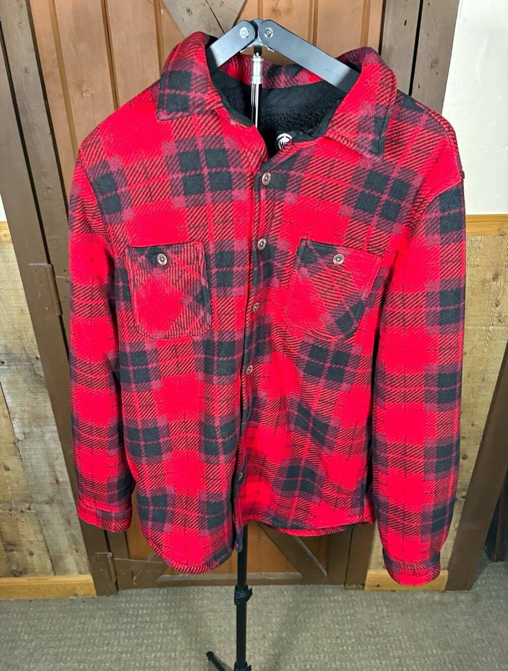 Weatherproof Men's Red/Black Plaid Lined Shirt Jacket Button Front Size M/M